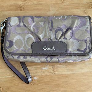 Coach monogram large purple wristlet